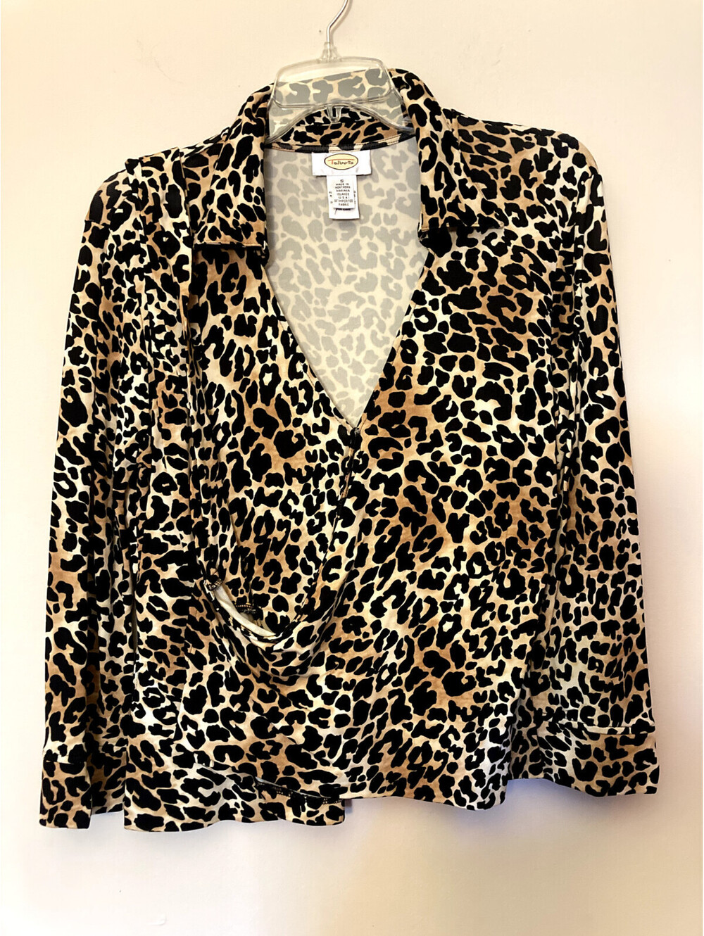 Talbots Animal Print Long Sleeve Blouse MADE IN USA - size S